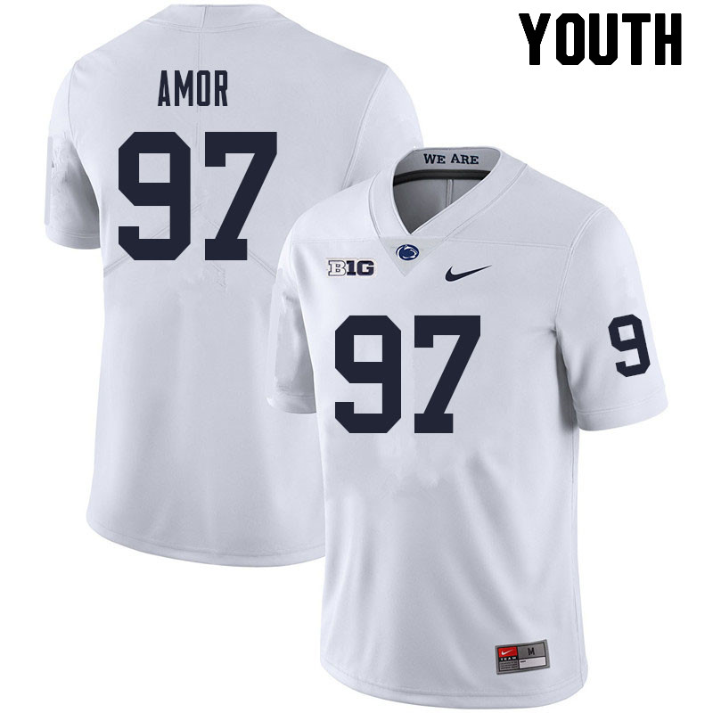 Youth #97 Barney Amor Penn State Nittany Lions College Football Jerseys Sale-White - Click Image to Close
